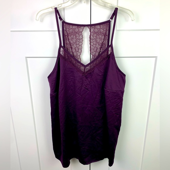 Cacique Size 14 16 1X Satin Silky Sleep Camisole Lace Trim Purple - Picture 1 of 6